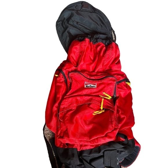 Vintage Marlboro Hiking Backpack Bag +  Attachable Small Backpack - Picture 1 of 10